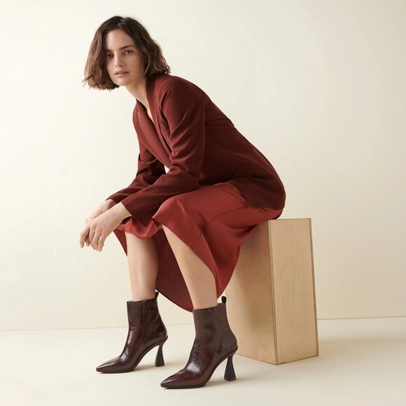 NWT Cole Haan Grand Ambition York Bootie Brown Croc Leather Ankle Boots size 7.5 - Picture 3 of 14